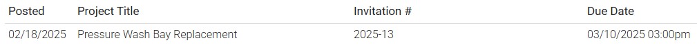 Current Procurements in Bidding Stage