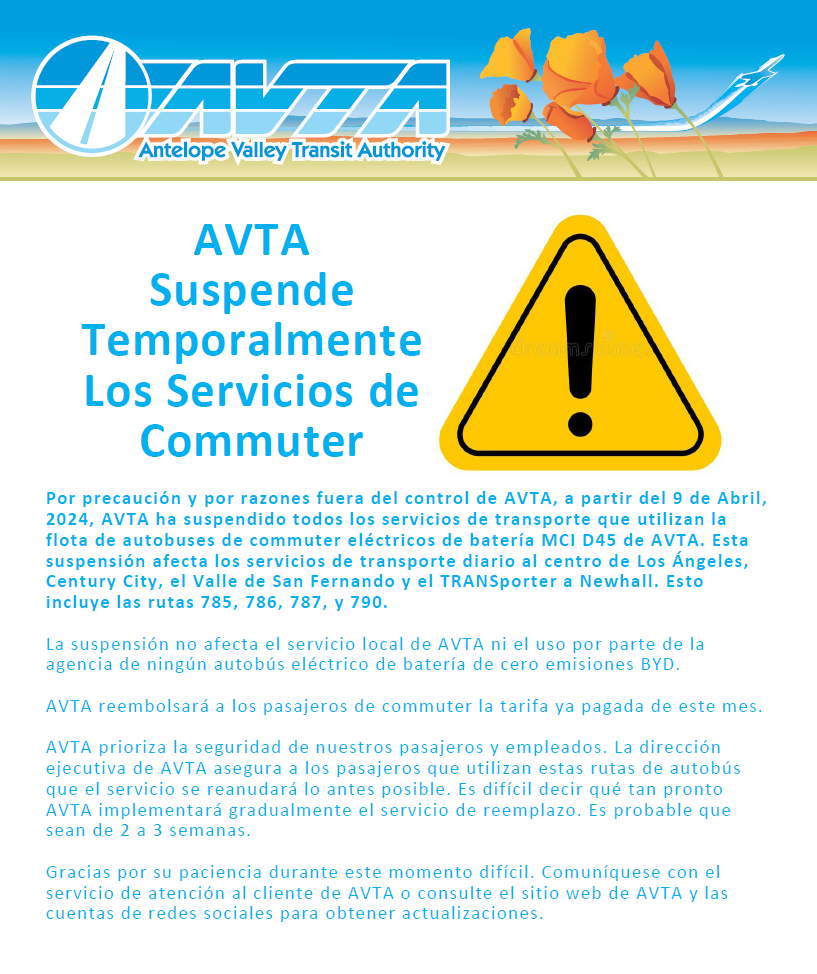 AVTA Temporarily Suspends Commuter Service