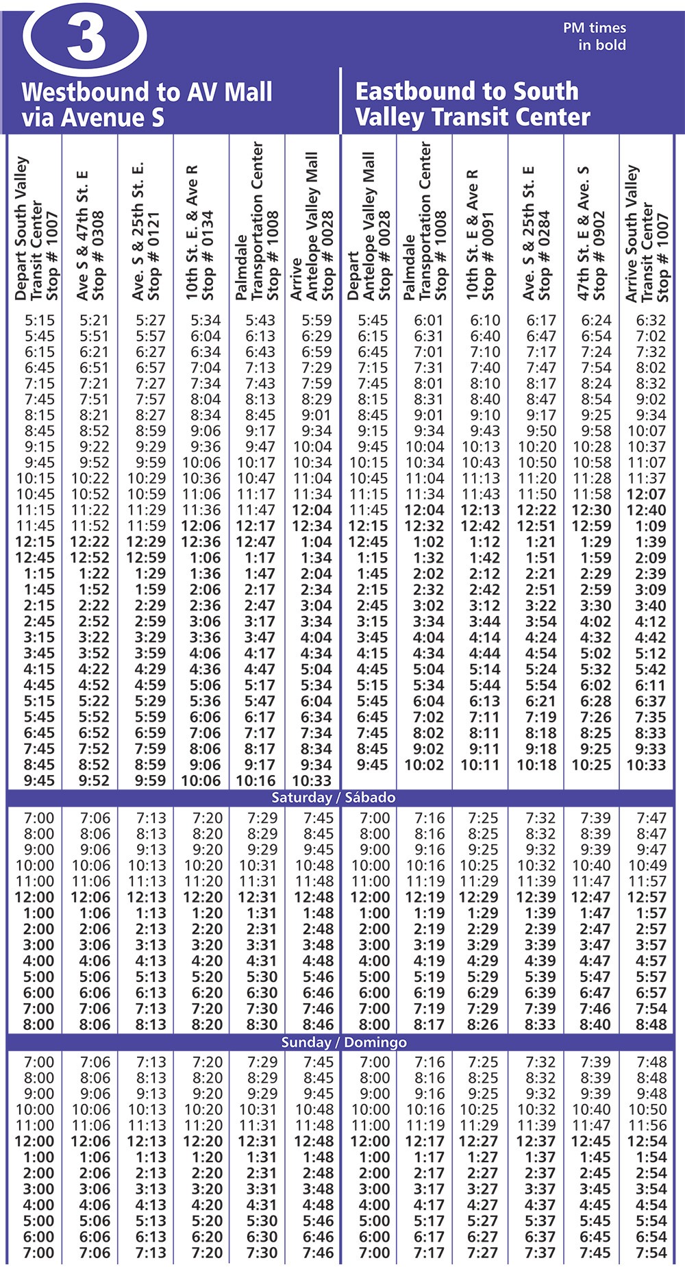 Route 3 Schedule